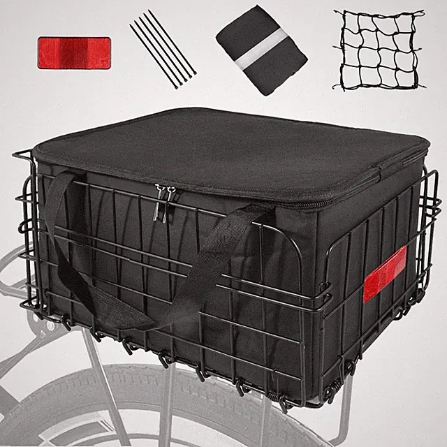 Bike Basket Rear, Folding Bicycle Basket with Removable Waterproof Liner Bag,...