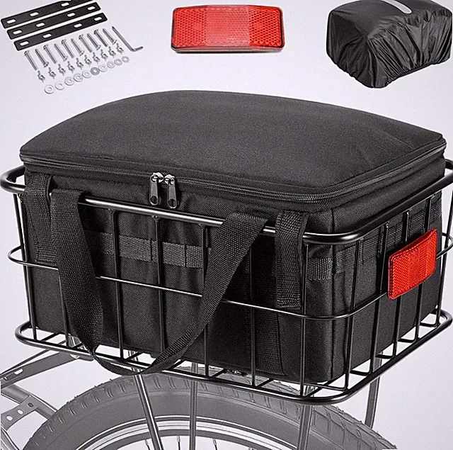 Bike Basket Rear for Men Women, Large Bicycle Rack Basket for Adult Bikes wit...