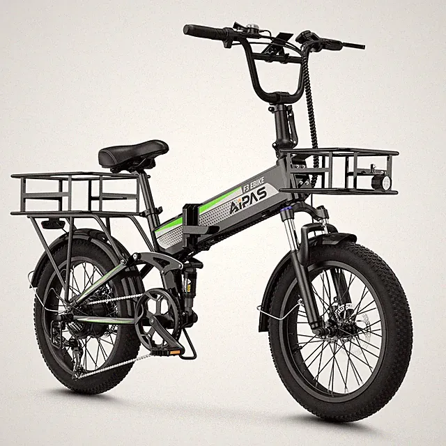 Electric Folding Bike 1500W Peak 20" Fat Tire 48V 62Mi 28MPH Fast Ship