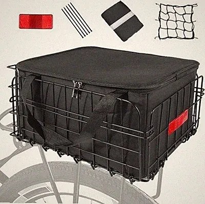 Folding Rear Bike Basket with Removable Waterproof Liner Bag #R015