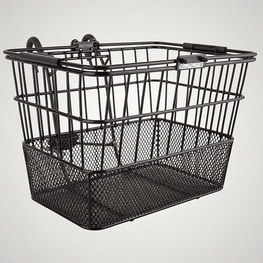 Sunlite Bicycle Front Mesh Lift Off Basket BLACK Cruiser Commuter Bike